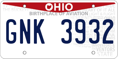 OH license plate GNK3932