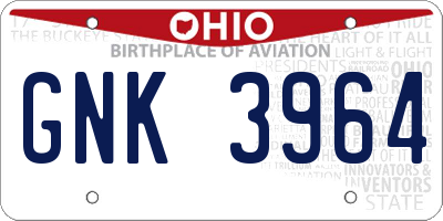 OH license plate GNK3964