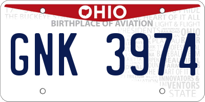 OH license plate GNK3974