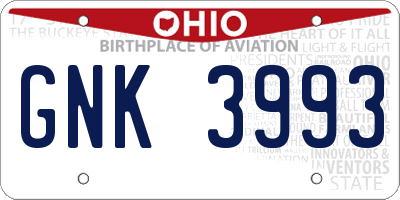 OH license plate GNK3993