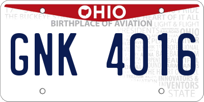 OH license plate GNK4016