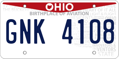 OH license plate GNK4108