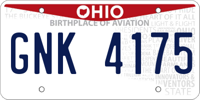 OH license plate GNK4175
