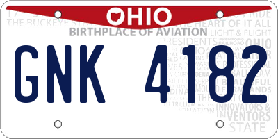 OH license plate GNK4182