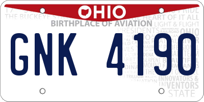 OH license plate GNK4190
