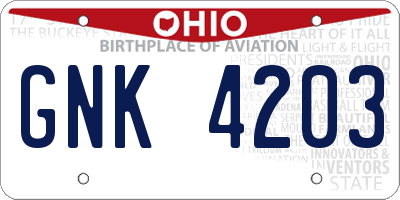 OH license plate GNK4203
