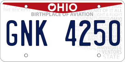 OH license plate GNK4250