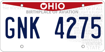 OH license plate GNK4275
