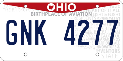 OH license plate GNK4277