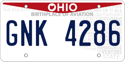 OH license plate GNK4286