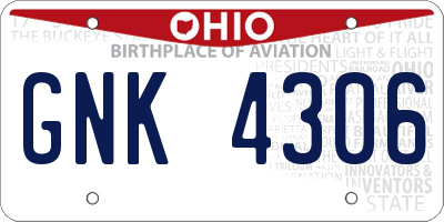 OH license plate GNK4306