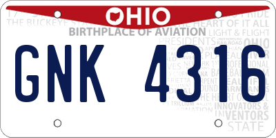 OH license plate GNK4316
