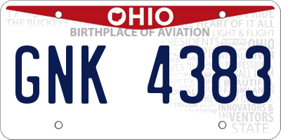 OH license plate GNK4383