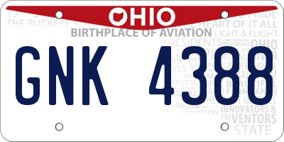 OH license plate GNK4388