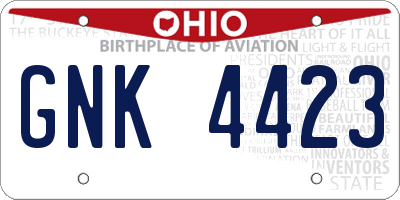 OH license plate GNK4423