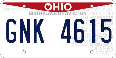OH license plate GNK4615