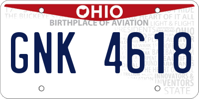 OH license plate GNK4618