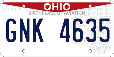 OH license plate GNK4635