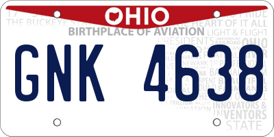 OH license plate GNK4638
