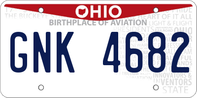 OH license plate GNK4682