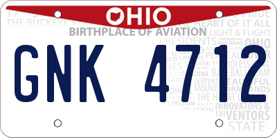 OH license plate GNK4712