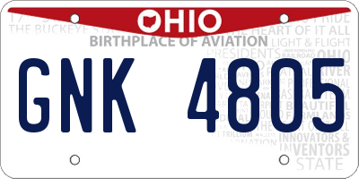 OH license plate GNK4805