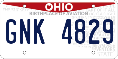 OH license plate GNK4829