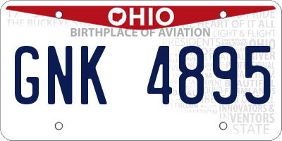 OH license plate GNK4895