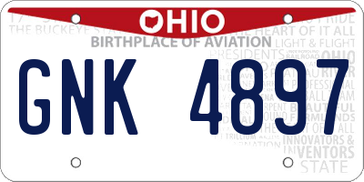 OH license plate GNK4897