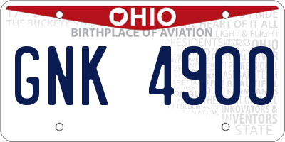 OH license plate GNK4900