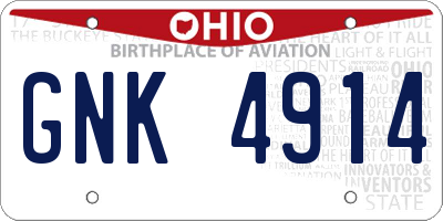 OH license plate GNK4914