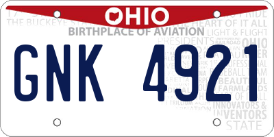 OH license plate GNK4921