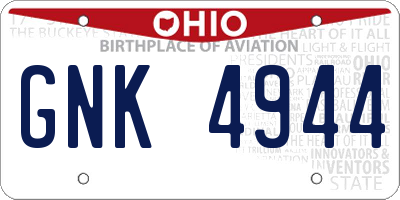 OH license plate GNK4944