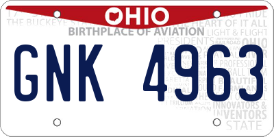 OH license plate GNK4963