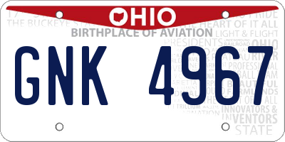 OH license plate GNK4967