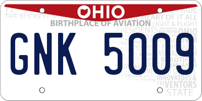 OH license plate GNK5009