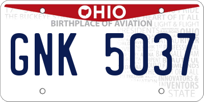 OH license plate GNK5037