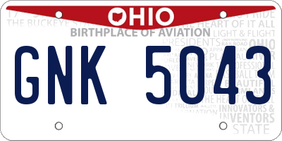 OH license plate GNK5043