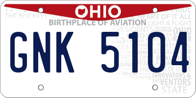 OH license plate GNK5104