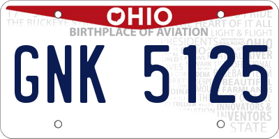 OH license plate GNK5125