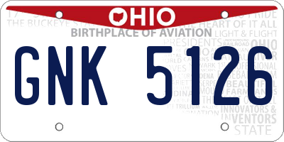 OH license plate GNK5126