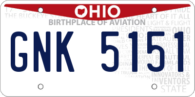 OH license plate GNK5151