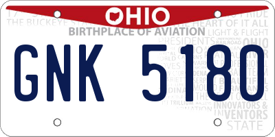OH license plate GNK5180