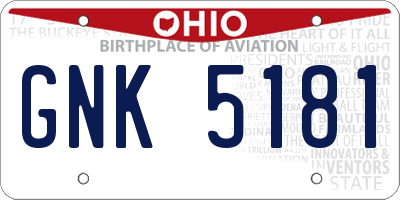 OH license plate GNK5181