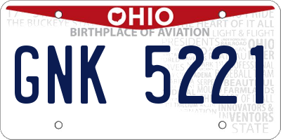 OH license plate GNK5221