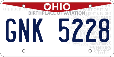 OH license plate GNK5228