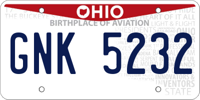 OH license plate GNK5232