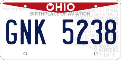 OH license plate GNK5238