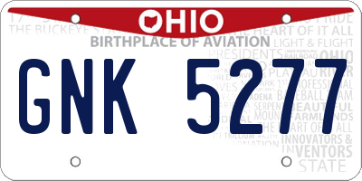 OH license plate GNK5277