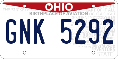 OH license plate GNK5292
